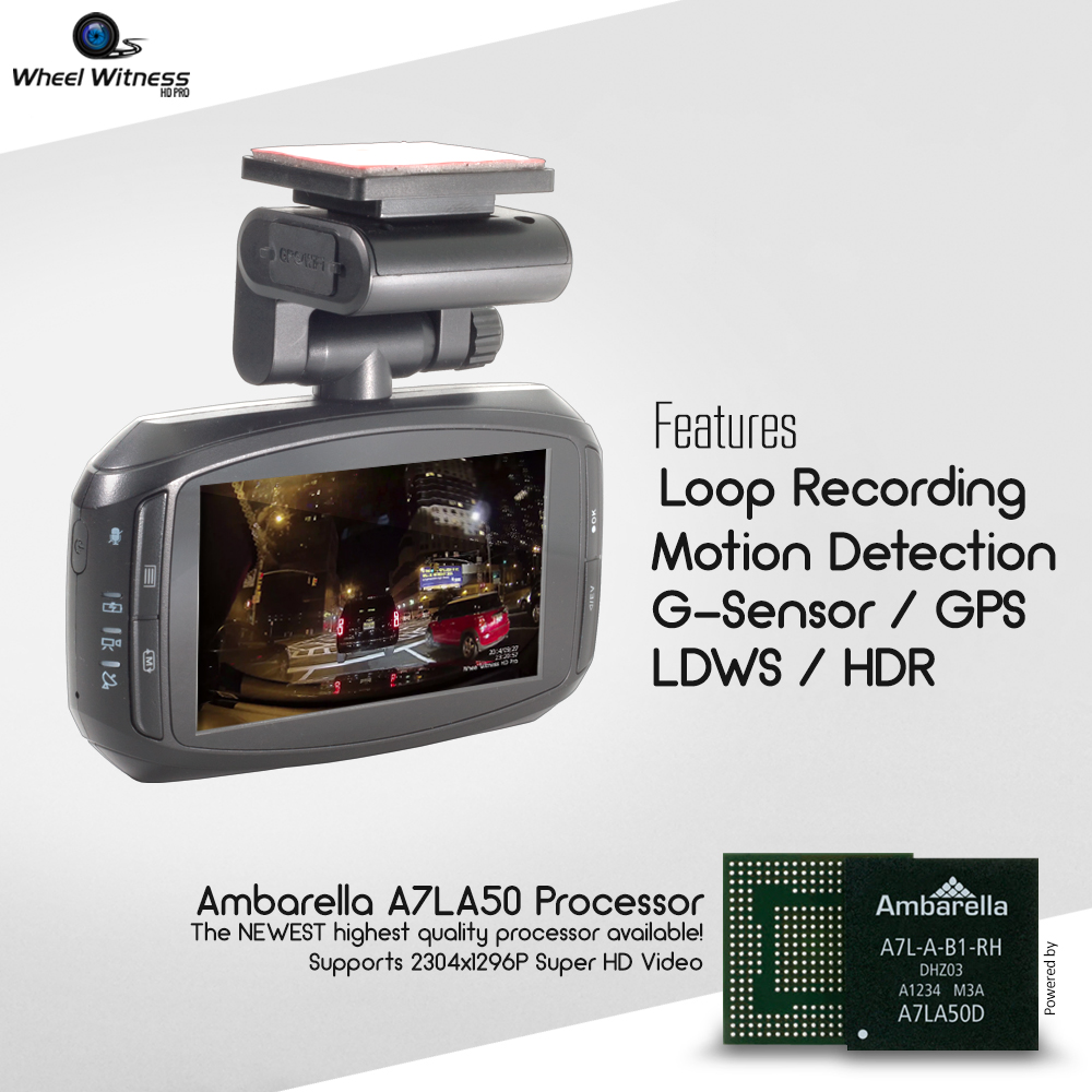 VEALO AQUI  SEE HERE WheelWitness HD PRO Dash Cam  with GPS - 2K Super HD - 170° Lens - 16GB microSd